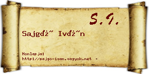 Sajgó Iván névjegykártya